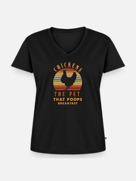 Huhn Hühner - Frauen Premium Bio T-Shirt mit V-Ausschnitt - Schwarz