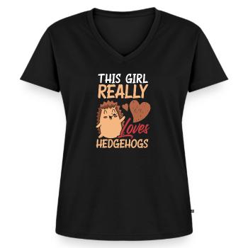 Igel Igel Igel - Frauen Premium Bio T-Shirt mit V-Ausschnitt - Schwarz - Vorne - AI Model Female 172 light (172cm)