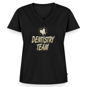 Équipe de dentisterie Génial T-Shirt Cadeau - T-shirt encolure en V Premium bio Femme - noir - Devant - AI Model Female 172 light (172cm)