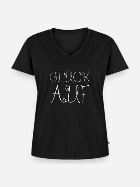 Glück auf - Frauen Premium Bio T-Shirt mit V-Ausschnitt - Schwarz