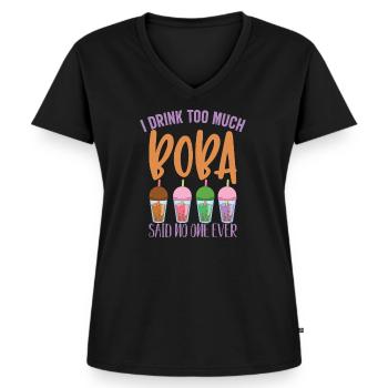 Bubble Tea Milktea Lovers Boba Lifestyle Gift - Women's Premium Organic V-neck T-shirt - black - Front - AI Model Female 172 light (172cm)