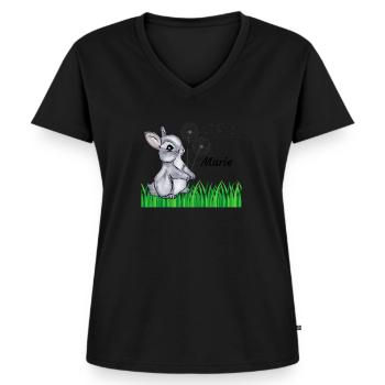 Rabbit Name Gift Marie - Women's Premium Organic V-neck T-shirt - black - Front - AI Model Female 172 light (172cm)