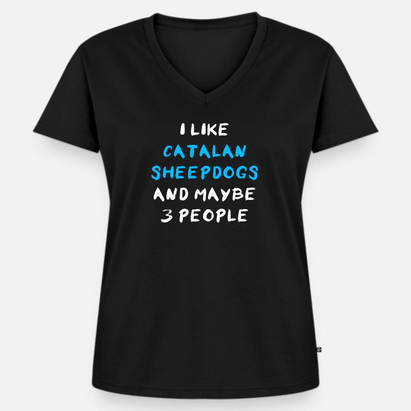 Catalan Sheepdog - Frauen Premium Bio T-Shirt mit V-Ausschnitt - Schwarz