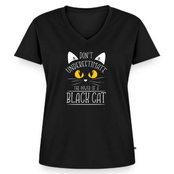Ne sous-estimez pas le pouvoir d’un chat noir - T-shirt encolure en V Premium bio Femme - noir - Devant - AI Model Female 172 light (172cm)