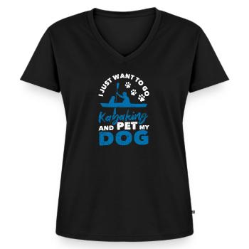 I just want to go kayaking and my dog - Women's Premium Organic V-neck T-shirt - black - Front - AI Model Female 172 light (172cm)