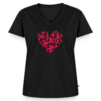 Kampfkunst Herz Liebe Training Karate Tae Kwon Do - Frauen Premium Bio T-Shirt mit V-Ausschnitt - Schwarz - Vorne - AI Model Female 172 light (172cm)