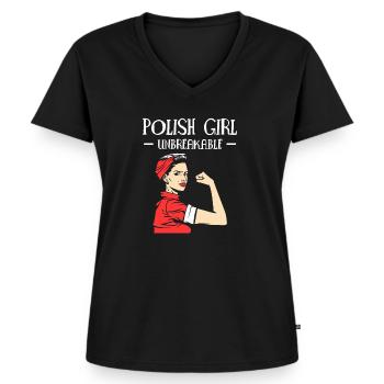 Polish Girl Polish Woman Shirt Gift - Women's Premium Organic V-neck T-shirt - black - Front - AI Model Female 172 light (172cm)