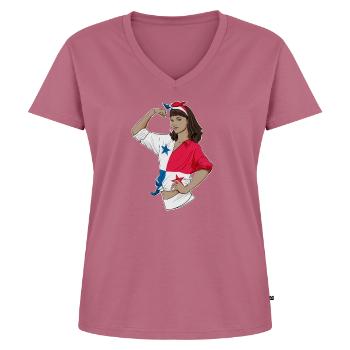 Ragazza panamense Patrimonio panamense infrangibile - Maglietta ecologica premium da donna con scollo a V - malva - Fronte - AI Model Female 172 dark (172cm)
