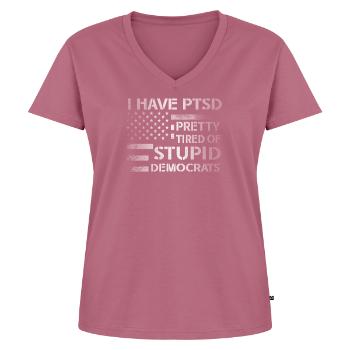 I Have PTSD Pretty Tired Of Stupid Democrats USA - Women's Premium Organic V-neck T-shirt - mauve - Front - AI Model Female 172 dark (172cm)