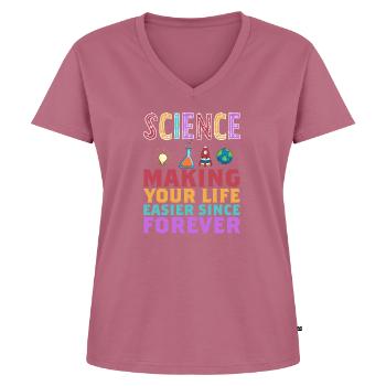 La science vous facilite la vie Drôle - T-shirt encolure en V Premium bio Femme - mauve - Devant - AI Model Female 172 dark (172cm)