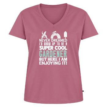 Never Dreamed To Be A Super Cool Gardener Funny - Frauen Premium Bio T-Shirt mit V-Ausschnitt - Mauve - Vorne - AI Model Female 172 dark (172cm)