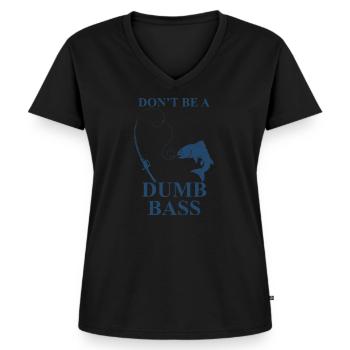 Dummes Angeln - Frauen Premium Bio T-Shirt mit V-Ausschnitt - Schwarz - Vorne - AI Model Female 172 light (172cm)
