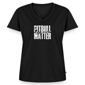 Pitbull Lives Matter - Doggo - Frauen Premium Bio T-Shirt mit V-Ausschnitt - Schwarz - Vorne - AI Model Female 172 light (172cm)