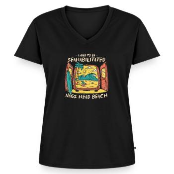 I Need To Be Seahabilitated Nags Head Beach - Women's Premium Organic V-neck T-shirt - black - Front - AI Model Female 172 light (172cm)