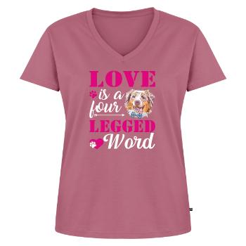 Australischer Schäferhund Liebe Vierbeiniges Wort - Frauen Premium Bio T-Shirt mit V-Ausschnitt - Mauve - Vorne - AI Model Female 172 dark (172cm)