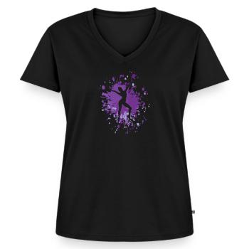 Dancer Pose Color Splash - Frauen Premium Bio T-Shirt mit V-Ausschnitt - Schwarz - Vorne - AI Model Female 172 light (172cm)