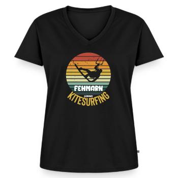 Fehmarn Kitesurf Sports Nautiques Design - T-shirt encolure en V Premium bio Femme - noir - Devant - AI Model Female 172 light (172cm)