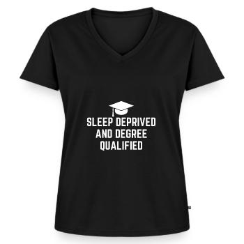 Funny Graduation - Women's Premium Organic V-neck T-shirt - black - Front - AI Model Female 172 light (172cm)