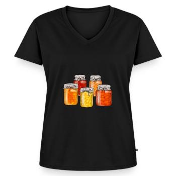 Einmachen Einkochen Lebensmitteln Konservieren - Frauen Premium Bio T-Shirt mit V-Ausschnitt - Schwarz - Vorne - AI Model Female 172 light (172cm)