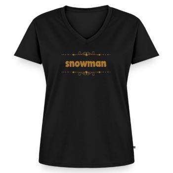 bonhomme de neige - T-shirt encolure en V Premium bio Femme - noir - Devant - AI Model Female 172 light (172cm)