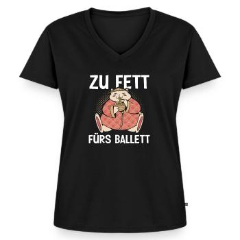 Zu Fett Fürs Ballett Katze Ballerina Abnehmen - Frauen Premium Bio T-Shirt mit V-Ausschnitt - Schwarz - Vorne - AI Model Female 172 light (172cm)