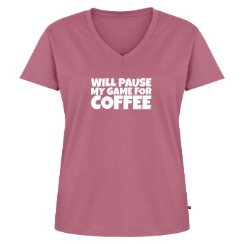 Gamer Gaming Nerd Coffee Lover Gift - Women's Premium Organic V-neck T-shirt - mauve - Front - AI Model Female 172 dark (172cm)