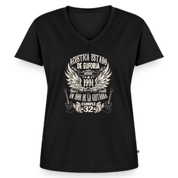 hobby musician guitarist birthday 1991 - Frauen Premium Bio T-Shirt mit V-Ausschnitt - Schwarz - Vorne - AI Model Female 172 light (172cm)