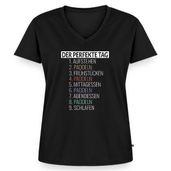 Der Perfekte Tag Paddeln - Frauen Premium Bio T-Shirt mit V-Ausschnitt - Schwarz - Vorne - AI Model Female 172 light (172cm)