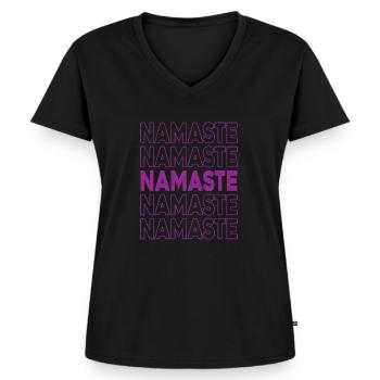 Namaste Yoga Workout Training Purple Edition - Women's Premium Organic V-neck T-shirt - black - Front - AI Model Female 172 light (172cm)