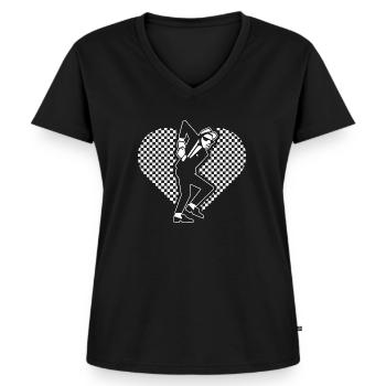 Ska Herz und Tänzer - Ska Musik unhöflich junge - Frauen Premium Bio T-Shirt mit V-Ausschnitt - Schwarz - Vorne - AI Model Female 172 light (172cm)