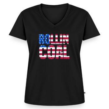 USA Carbon Roller Design for Diesel Drivers - Women's Premium Organic V-neck T-shirt - black - Front - AI Model Female 172 light (172cm)
