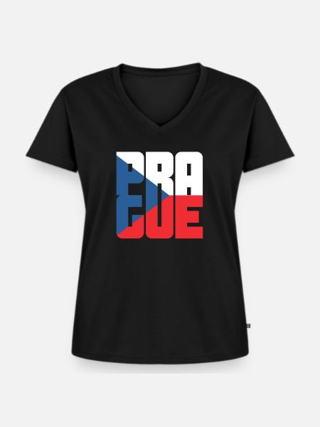 Prag - Frauen Premium Bio T-Shirt mit V-Ausschnitt - Schwarz
