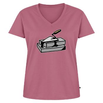 Briqueteur truelle truelle maison en pierre - T-shirt encolure en V Premium bio Femme - mauve - Devant - AI Model Female 172 dark (172cm)