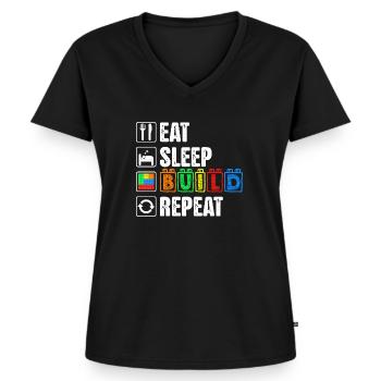 Sleep Eat Build Repeat Dad Master Builder Blocs - T-shirt encolure en V Premium bio Femme - noir - Devant - AI Model Female 172 light (172cm)