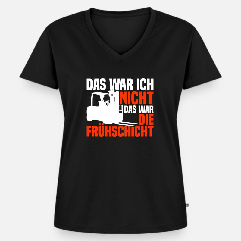 Gabelstaplerfahrer Gabelstapler Staplerfahrer - Frauen Premium Bio T-Shirt mit V-Ausschnitt - Schwarz