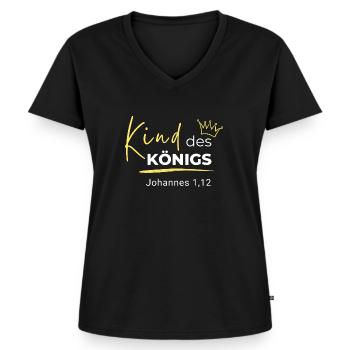 Kind des Königs - Johannes 1:12 - Frauen Premium Bio T-Shirt mit V-Ausschnitt - Schwarz - Vorne - AI Model Female 172 light (172cm)