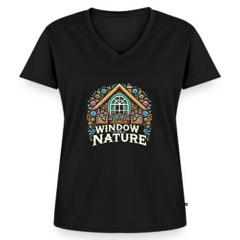 Jardin - T-shirt encolure en V Premium bio Femme - noir - Devant - AI Model Female 172 light (172cm)