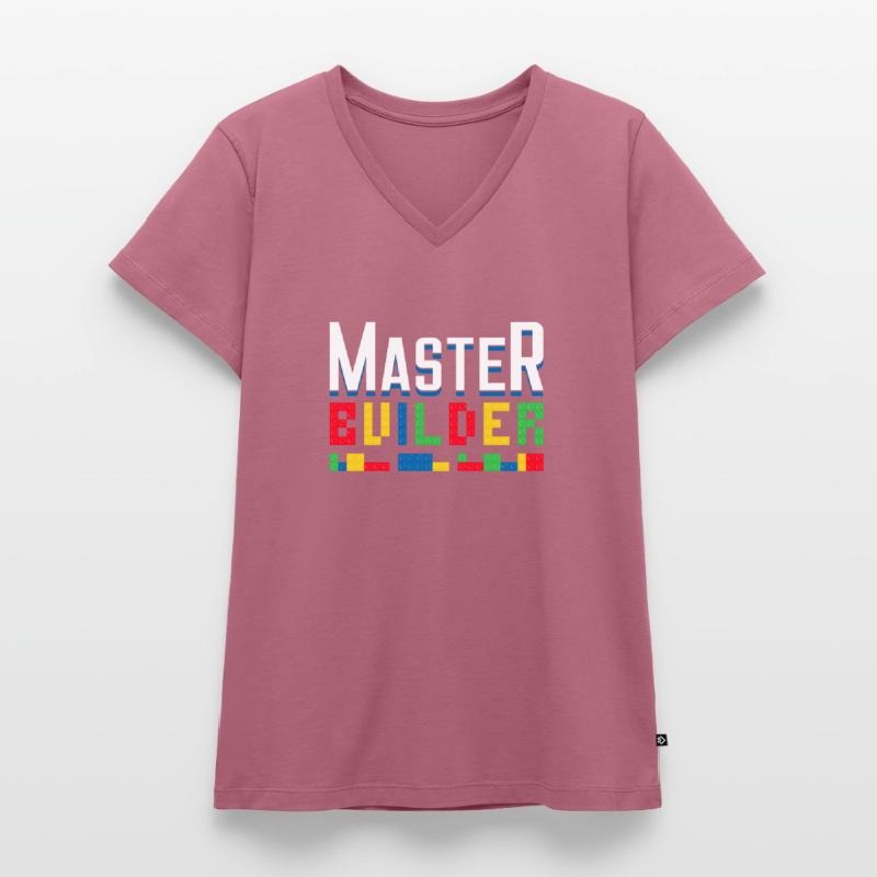 Master Builder Blocs de construction Briques Constructeurs Jouets T-shirt encolure en V Premium bio Femme