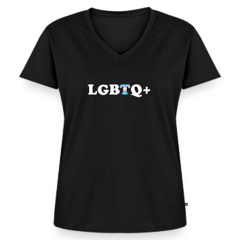Transgender-Stolz - Frauen Premium Bio T-Shirt mit V-Ausschnitt - Schwarz - Vorne - AI Model Female 172 light (172cm)