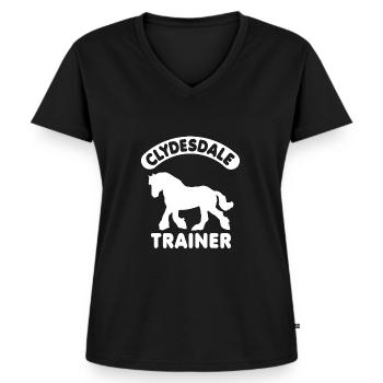Clydesdale Trainer Zugpferd - Frauen Premium Bio T-Shirt mit V-Ausschnitt - Schwarz - Vorne - AI Model Female 172 light (172cm)