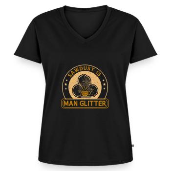 La sciure de bois est un homme paillettes - T-shirt encolure en V Premium bio Femme - noir - Devant - AI Model Female 172 light (172cm)