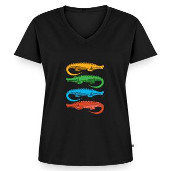 Alligator Alligatoren Krokodil Krokodile - Frauen Premium Bio T-Shirt mit V-Ausschnitt - Schwarz - Vorne - AI Model Female 172 light (172cm)