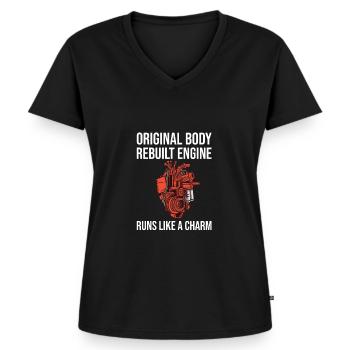 Drôle de cadeau de survivant de récupération de chirurgie à cœur ouvert - T-shirt encolure en V Premium bio Femme - noir - Devant - AI Model Female 172 light (172cm)