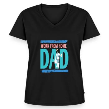 Retro Vintage Work From Home Papa Cool T-Shirt - T-shirt encolure en V Premium bio Femme - noir - Devant - AI Model Female 172 light (172cm)