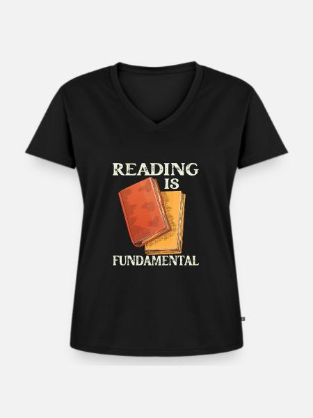 Reading Is Fundamental - Frauen Premium Bio T-Shirt mit V-Ausschnitt - Schwarz
