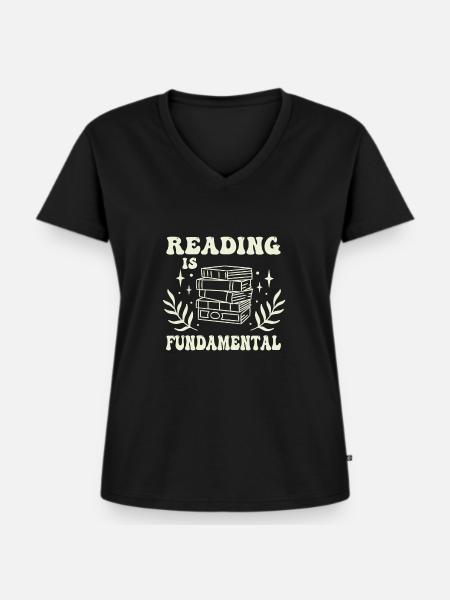 Reading Is Fundamental - Frauen Premium Bio T-Shirt mit V-Ausschnitt - Schwarz