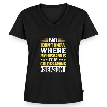 Orpaillage de l’or Prospecteurs d’or Chercheurs d’or - T-shirt encolure en V Premium bio Femme - noir - Devant - AI Model Female 172 light (172cm)