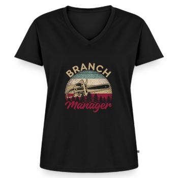 Branch Manager Zweige Äste Förster Forstwirt - Frauen Premium Bio T-Shirt mit V-Ausschnitt - Schwarz - Vorne - AI Model Female 172 light (172cm)