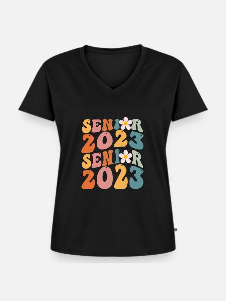 Senioren 2023 - Frauen Premium Bio T-Shirt mit V-Ausschnitt - Schwarz