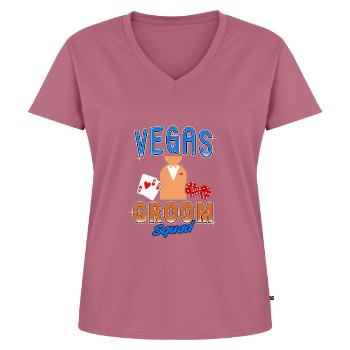 Vegas Groom Squad Retro Vegas T-shirt de mariage - T-shirt encolure en V Premium bio Femme - mauve - Devant - AI Model Female 172 dark (172cm)
